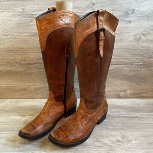 Roberto Durville brown leather cowboys style boots 2/3 inside zipper size 37